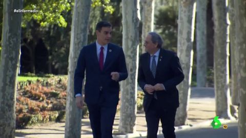 As&iacute; ha sido el momento &iacute;ntimo entre Pedro S&aacute;nchez y Quim Torra paseando por Moncloa que se ha "salido de madre"