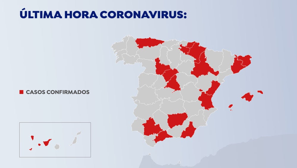 Infectados por coronavirus en España sábado 29 de febrero por la tarde