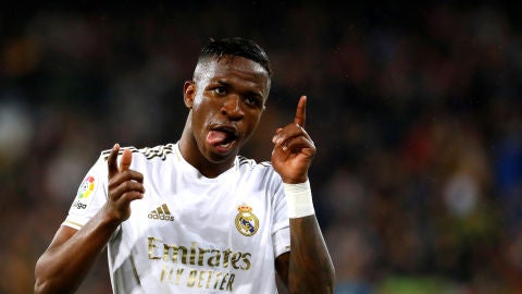 Vinicius celebra uno de sus goles con el Real Madrid