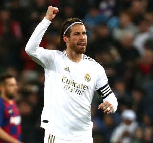 Sergio Ramos celebrando uno de los goles contra el FC Barcelona Sergio Ramos celebrando uno de los goles contra el FC Barcelona