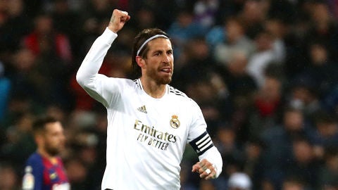 Sergio Ramos celebrando uno de los goles contra el FC Barcelona