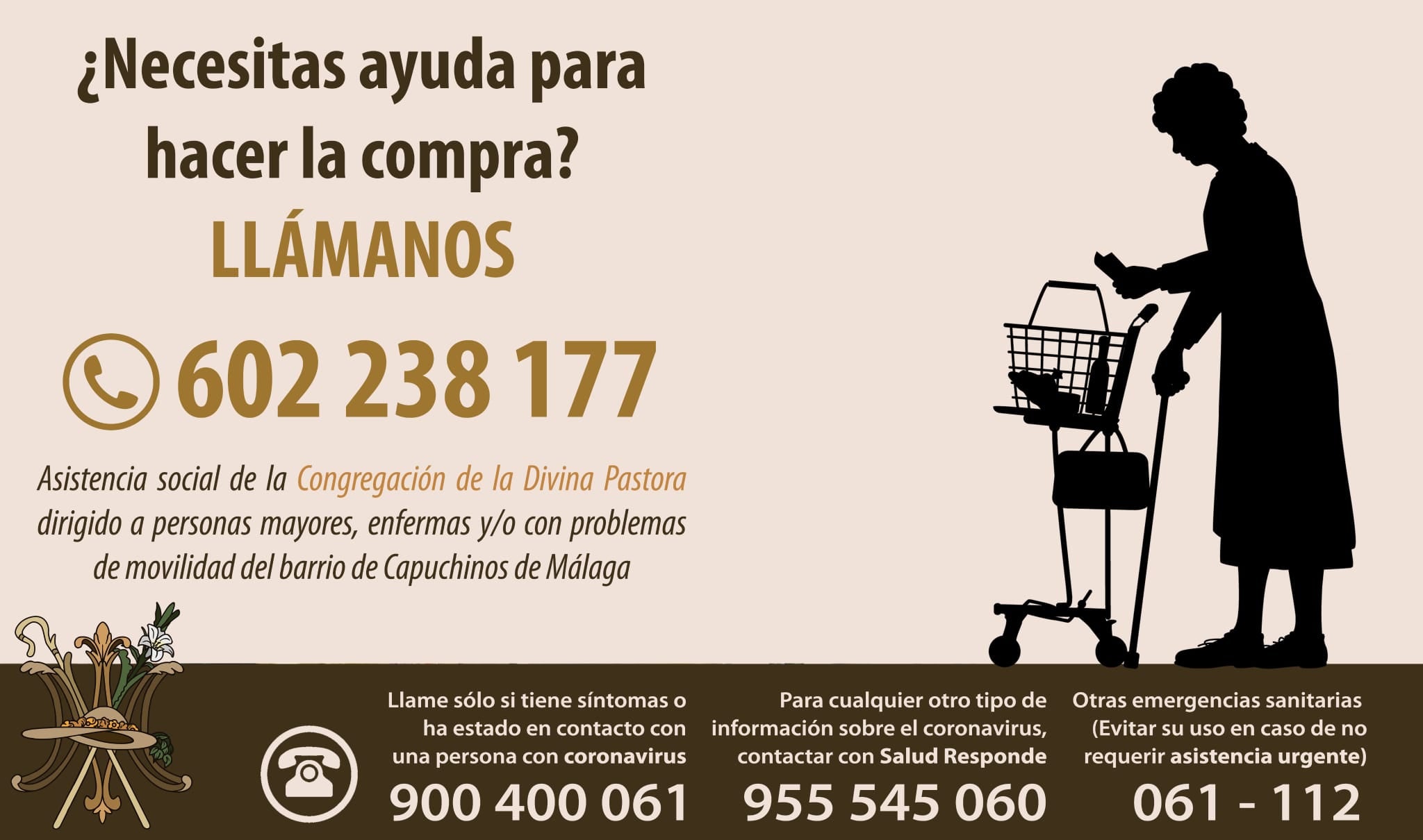 La Congregación de la Divina Pastora se ofrece para hacer la compra a mayores La Congregación de la Divina Pastora se ofrece para hacer la compra a mayores