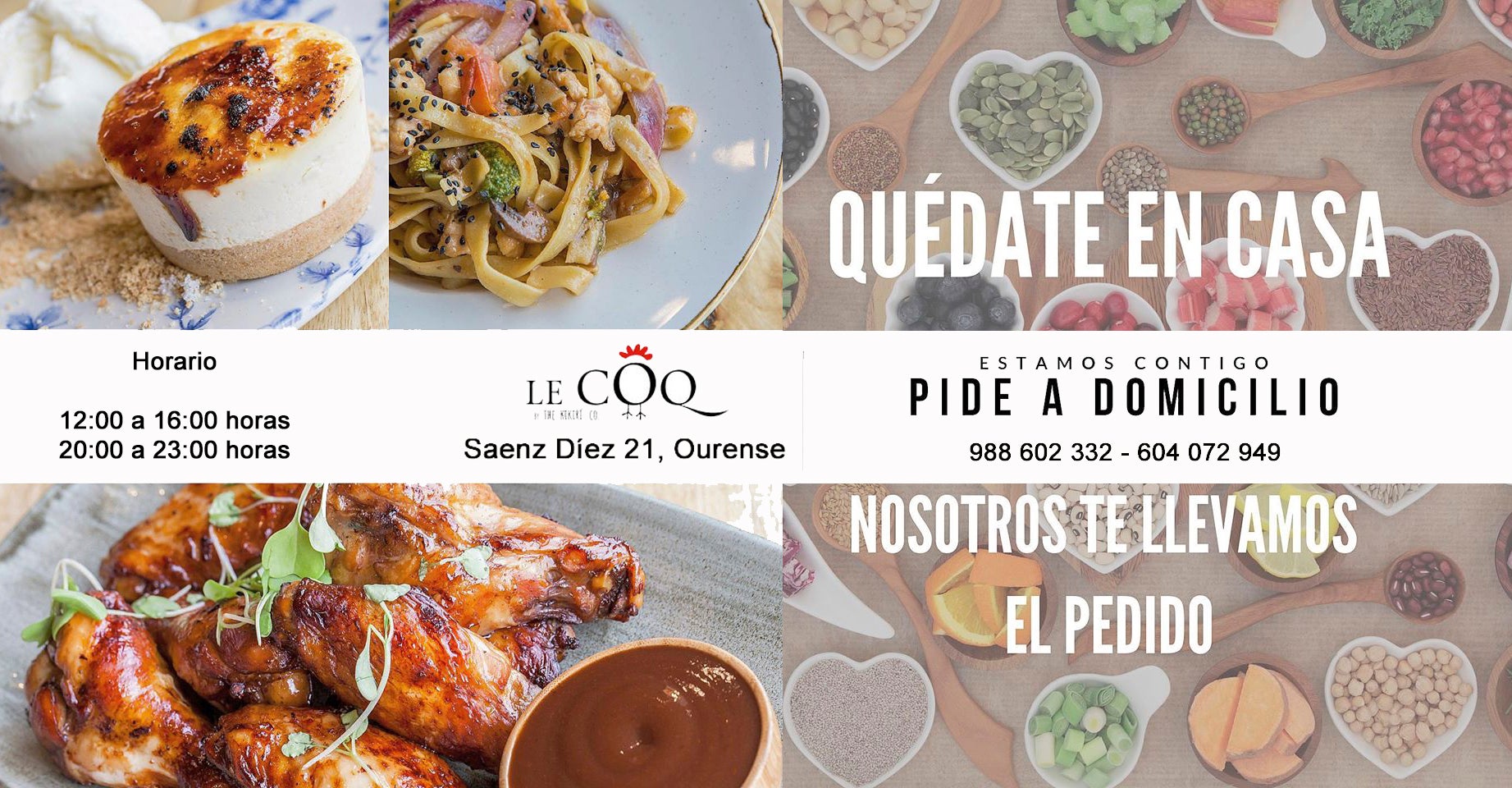 Le COQ; comida a domicilio ou para levar, con garantías Le COQ; comida a domicilio ou para levar, con garantías