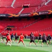 El Sevilla FC durante un entrenamiento antes del estado de alarma decretado por el Gobierno de España