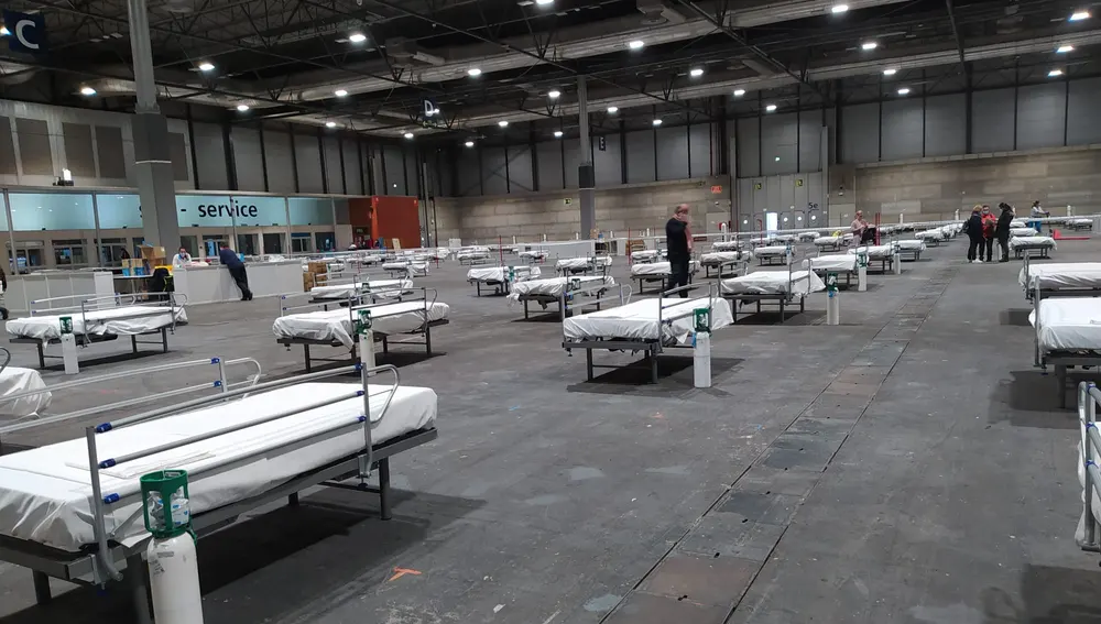 Espacio habilitado con camas en IFEMA para los enfermos de coronavirus