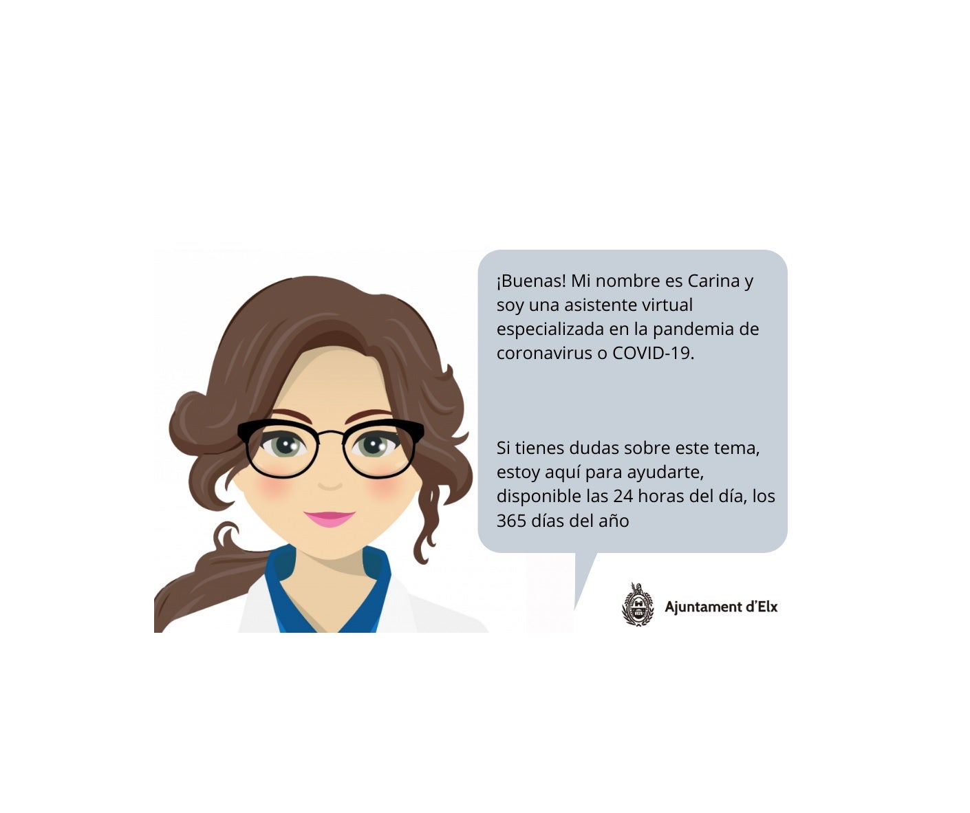 Carina, el asistente virtual del Ayuntamiento de Elche que explica qué es el coronavirus y cómo se previene su contagio Carina, el asistente virtual del Ayuntamiento de Elche que explica qué es el coronavirus y cómo se previene su contagio