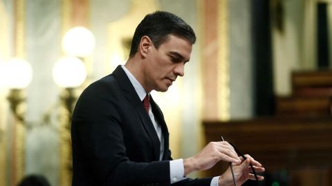 Pedro S&aacute;nchez en su comparecencia en el Parlamento