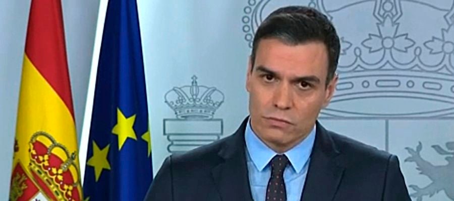 Pedro Sánchez, durante su comparecencia de este sábado Pedro Sánchez, durante su comparecencia de este sábado