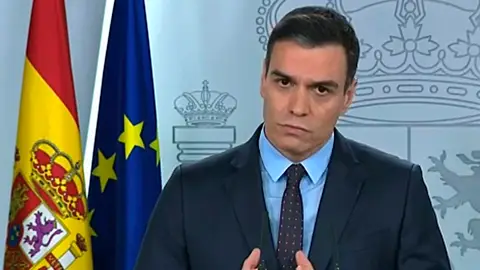 Pedro Sánchez, durante su comparecencia de este sábado Pedro Sánchez, durante su comparecencia de este sábado