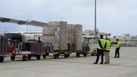 Uno de los cargamentos de material sanitario que ha comprado el Govern balear. 