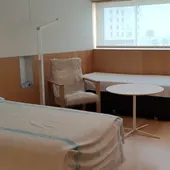 Una de las habitaciones del Hotel Meliá Palma Bay, que funciona como hospital medicalizado en Mallorca. Una de las habitaciones del Hotel Meliá Palma Bay, que funciona como hospital medicalizado en Mallorca.