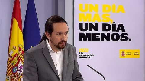 Pablo Iglesias, durante una rueda de prensa en Moncloa