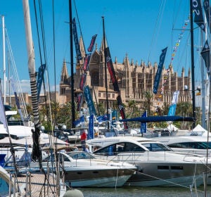 Algunos barcos en el Paseo Marítimo de Palma, frente a la Catedral. Algunos barcos en el Paseo Marítimo de Palma, frente a la Catedral.