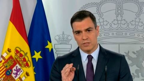 Pedro S&aacute;nchez, durante su comparecencia de este s&aacute;bado