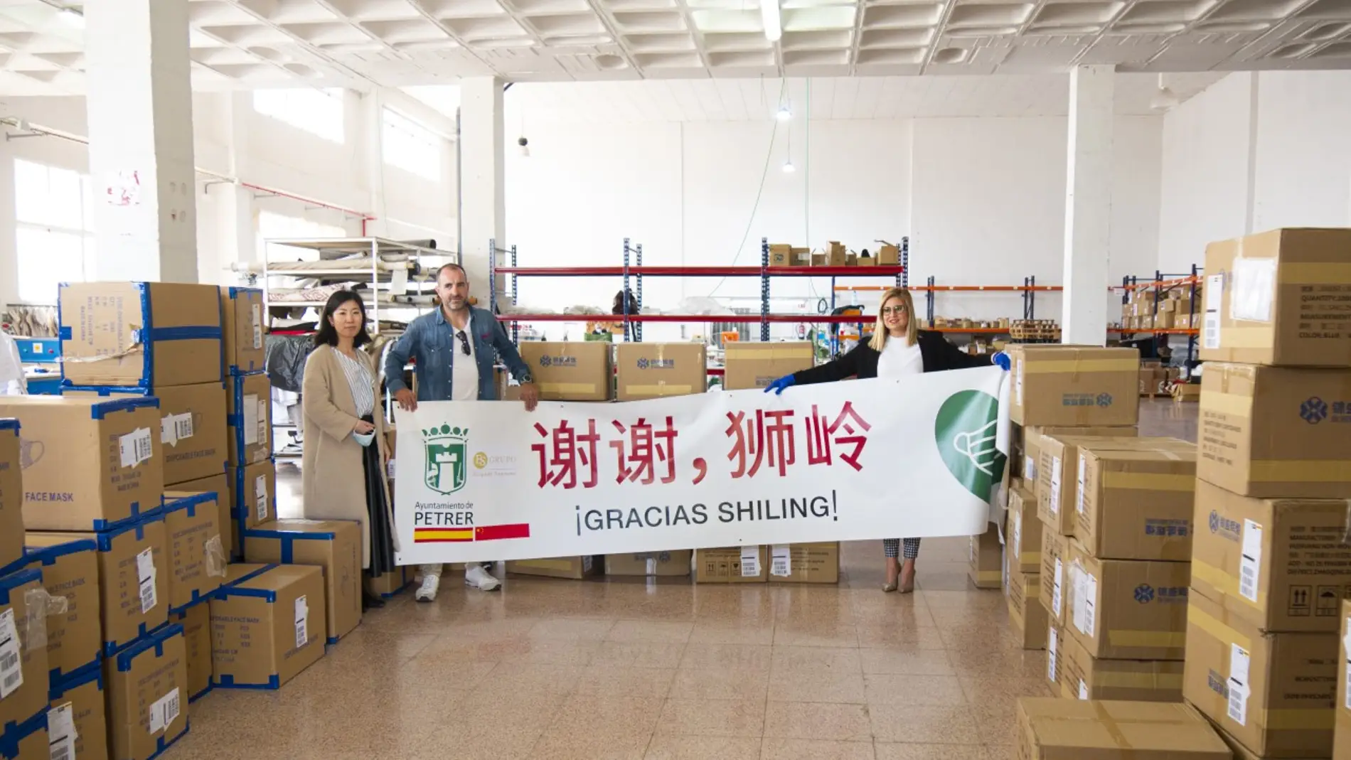 Petrer ha recibido una donación de 150.000 mascarillas procedentes de China.