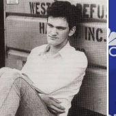 Montaje de dos imágenes de Quentin Tarantino, con varias décadas de diferencia