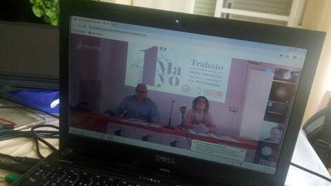 Reda de prensa telem&aacute;tica de CCOO y UGT en Elche.