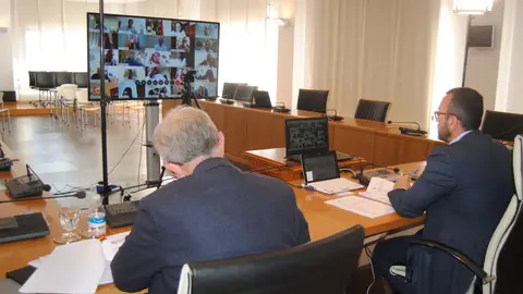 L´alcalde José Benlloch i l´interventor de l´Ajuntament durant el ple telemàtic L´alcalde José Benlloch i l´interventor de l´Ajuntament durant el ple telemàtic