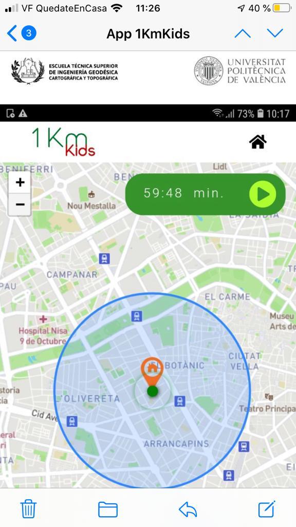 La UPV favorece el desarrollo de la APP “1 Km Kids” para controlar los movimientos durante el desconfinamiento La UPV favorece el desarrollo de la APP “1 Km Kids” para controlar los movimientos durante el desconfinamiento