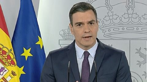 Pedro S&aacute;nchez en rueda de prensa tras la videoconferencia con el comit&eacute; t&eacute;cnico del coronavirus.