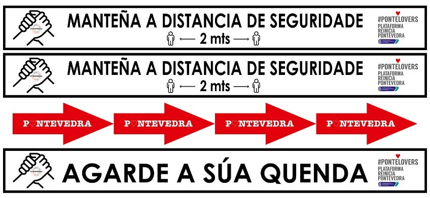 #PonteLovers reparte vinilos con indicacións de seguridade entre o comercio #PonteLovers reparte vinilos con indicacións de seguridade entre o comercio