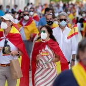 Numerosas personas durante la manifestación convocada en Málaga. Numerosas personas durante la manifestación convocada en Málaga.