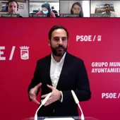 Daniel Pérez en la comparecencia telemática ante los medios de comunicación. Daniel Pérez en la comparecencia telemática ante los medios de comunicación.