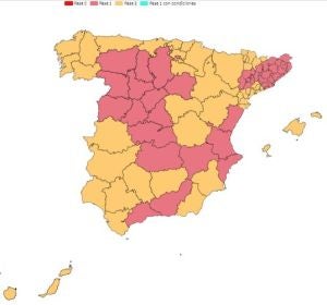Mapa de España con las fases por el coronavirus 22 de mayo Mapa de España con las fases por el coronavirus 22 de mayo