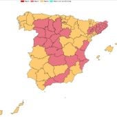 Mapa de España con las fases por el coronavirus 22 de mayo