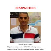 Cartel difundido por la familia para buscar a Antonio Muñoz.