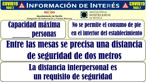 Imagen del cartel que el Ayuntamiento de Sevilla ha recomendado usar a todos los establecimientos hosteleros