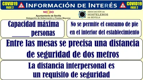 Imagen del cartel que el Ayuntamiento de Sevilla ha recomendado usar a todos los establecimientos hosteleros Imagen del cartel que el Ayuntamiento de Sevilla ha recomendado usar a todos los establecimientos hosteleros