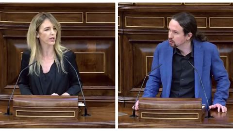 Cayetana &Aacute;lvarez de Toledo y Pablo Iglesias en el Congreso