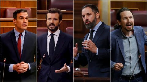 Pedro S&aacute;nchez, Pablo Casado, Santiago Abascal, Pablo Iglesias