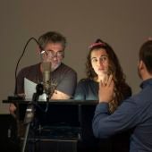 Sergi López y Silvia Pérez Cruz, durante una sesión de doblaje de la película 'Josep'
