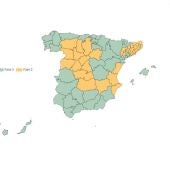 Mapa: España en fase 2 y 3