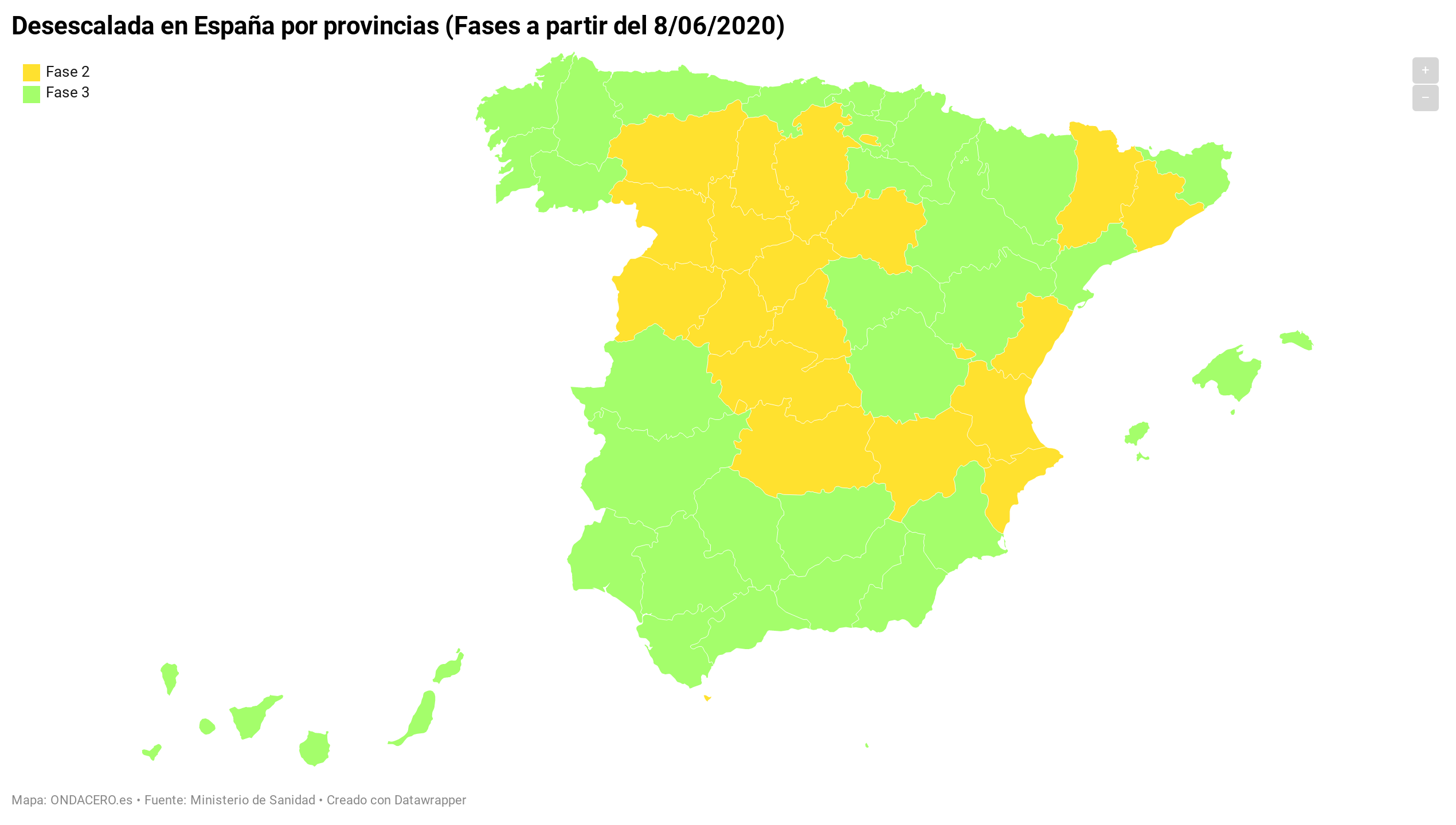 Esta es la lista de provincias que cambian de fase a partir del próximo lunes 8 de junio Esta es la lista de provincias que cambian de fase a partir del próximo lunes 8 de junio