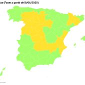 Territorios de España que pasan a la fase 2 y a la 3 de la desescalada