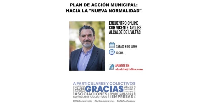 En l'Alfàs del Pi el ayuntamiento estudia mantener la celebración del Festival de Cine en julio, celebrará un encuentro virtual con los vecinos el próximo sábado En l'Alfàs del Pi el ayuntamiento estudia mantener la celebración del Festival de Cine en julio, celebrará un encuentro virtual con los vecinos el próximo sábado