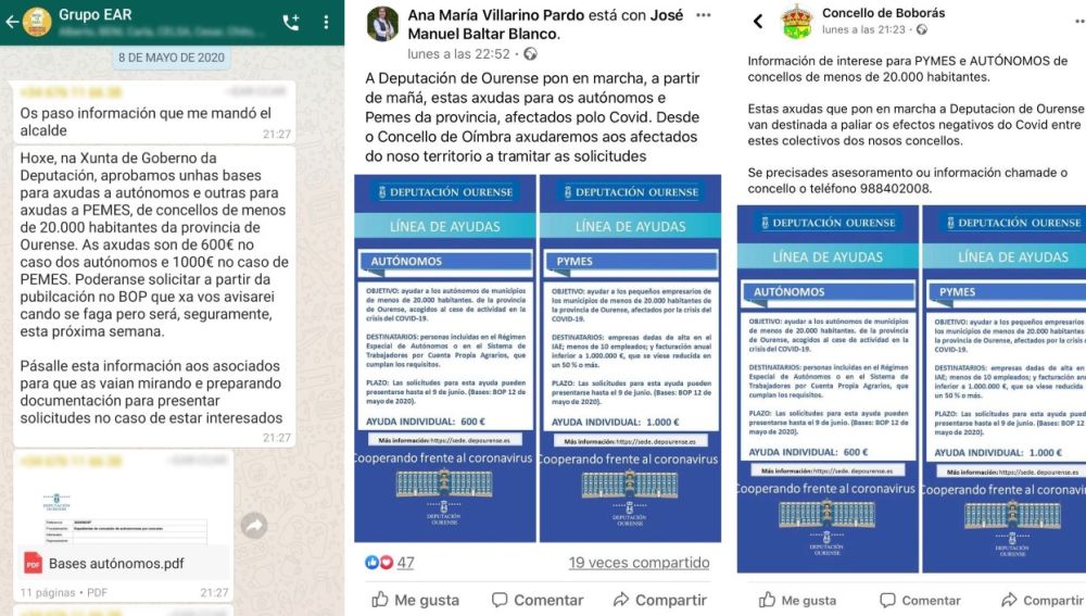 Mensaxe de axudas da deputación de Ourense