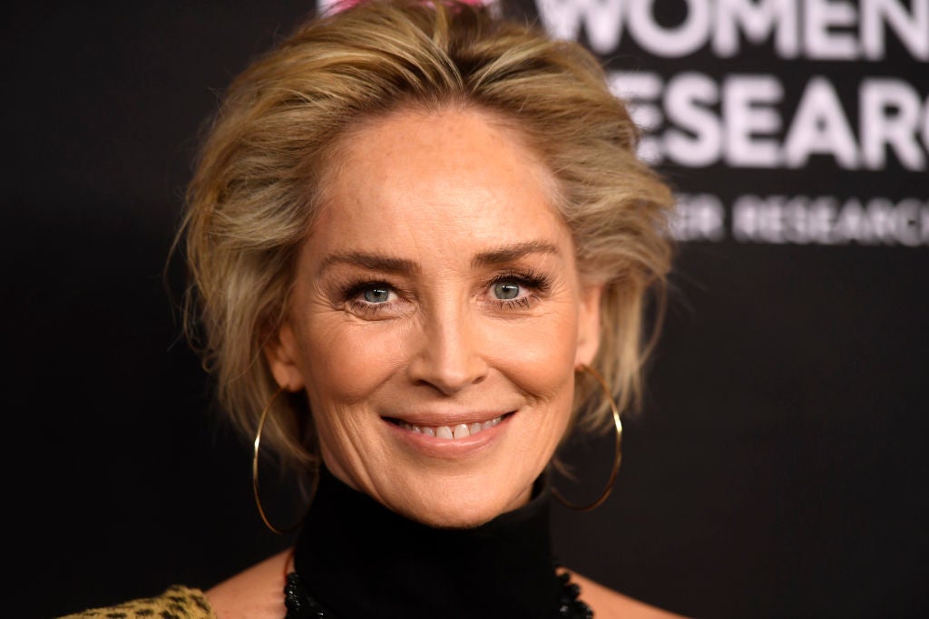 La actriz Sharon Stone sufre la descarga de un rayo mientras plancha La actriz Sharon Stone sufre la descarga de un rayo mientras plancha