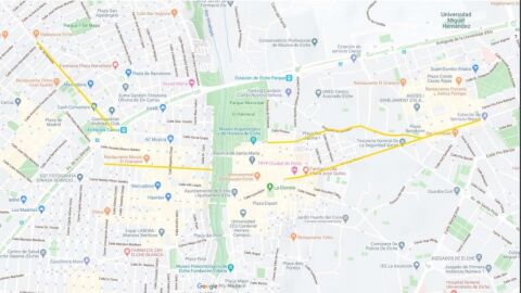 Mapa con los carriles bici provisionales que se van a crear en Elche.