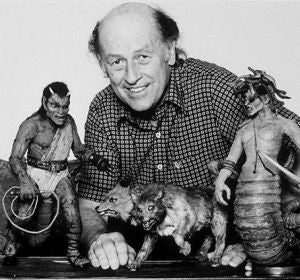 Ray Harryhausen con sus creaciones Ray Harryhausen con sus creaciones