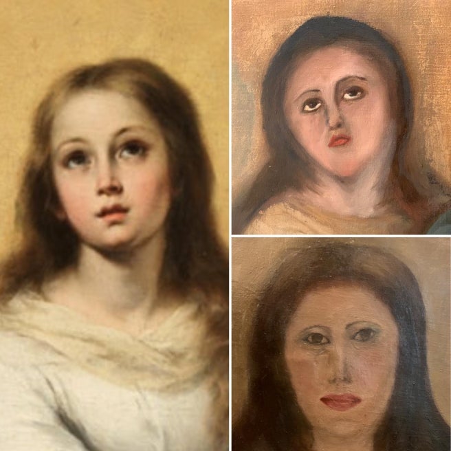 Así es el nuevo 'Ecce Homo' valenciano: la desastrosa restauración de una copia de la Inmaculada de Murillo Así es el nuevo 'Ecce Homo' valenciano: la desastrosa restauración de una copia de la Inmaculada de Murillo
