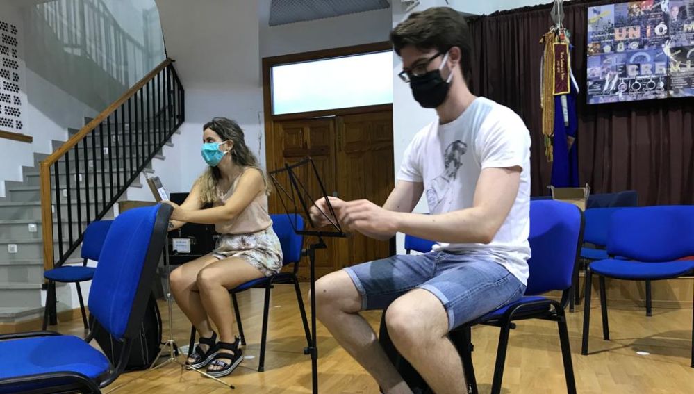 Primer ensayo en la 'nueva normalidad' de la Sociedad Unión Musical de Crevillent.