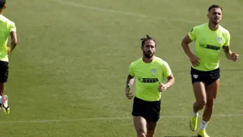 Momento del entrenamiento del Málaga CF Liga Smartbank
