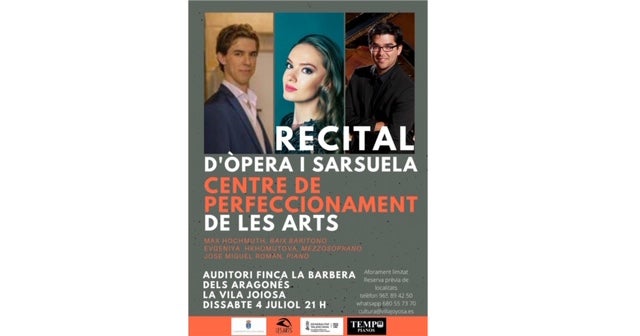La gira de "Les Arts" llega este sábado a La Vila Joiosa con un recital de ópera y zarzuela La gira de "Les Arts" llega este sábado a La Vila Joiosa con un recital de ópera y zarzuela