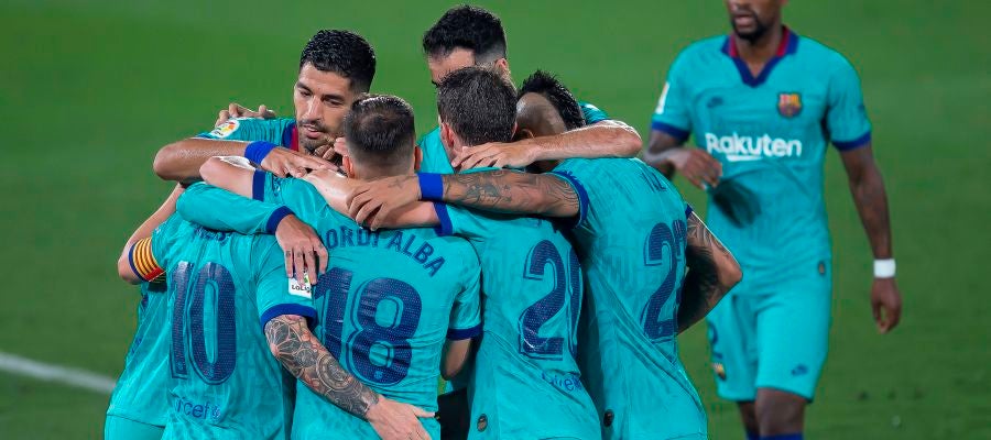 Los jugadores del Barcelona celebran un gol ante el VIllarreal Los jugadores del Barcelona celebran un gol ante el VIllarreal