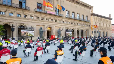 Todos los grupos políticos e instituciones aragonesas han participado en el homenaje, organizado por el Ayuntamiento Coronavirus