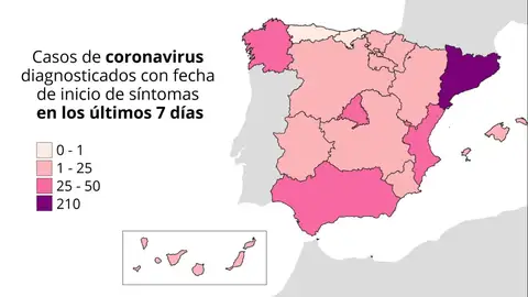 Mapa de rebrotes de coronavirus en España hoy, martes, 7 de julio Mapa de rebrotes de coronavirus en España hoy, martes, 7 de julio